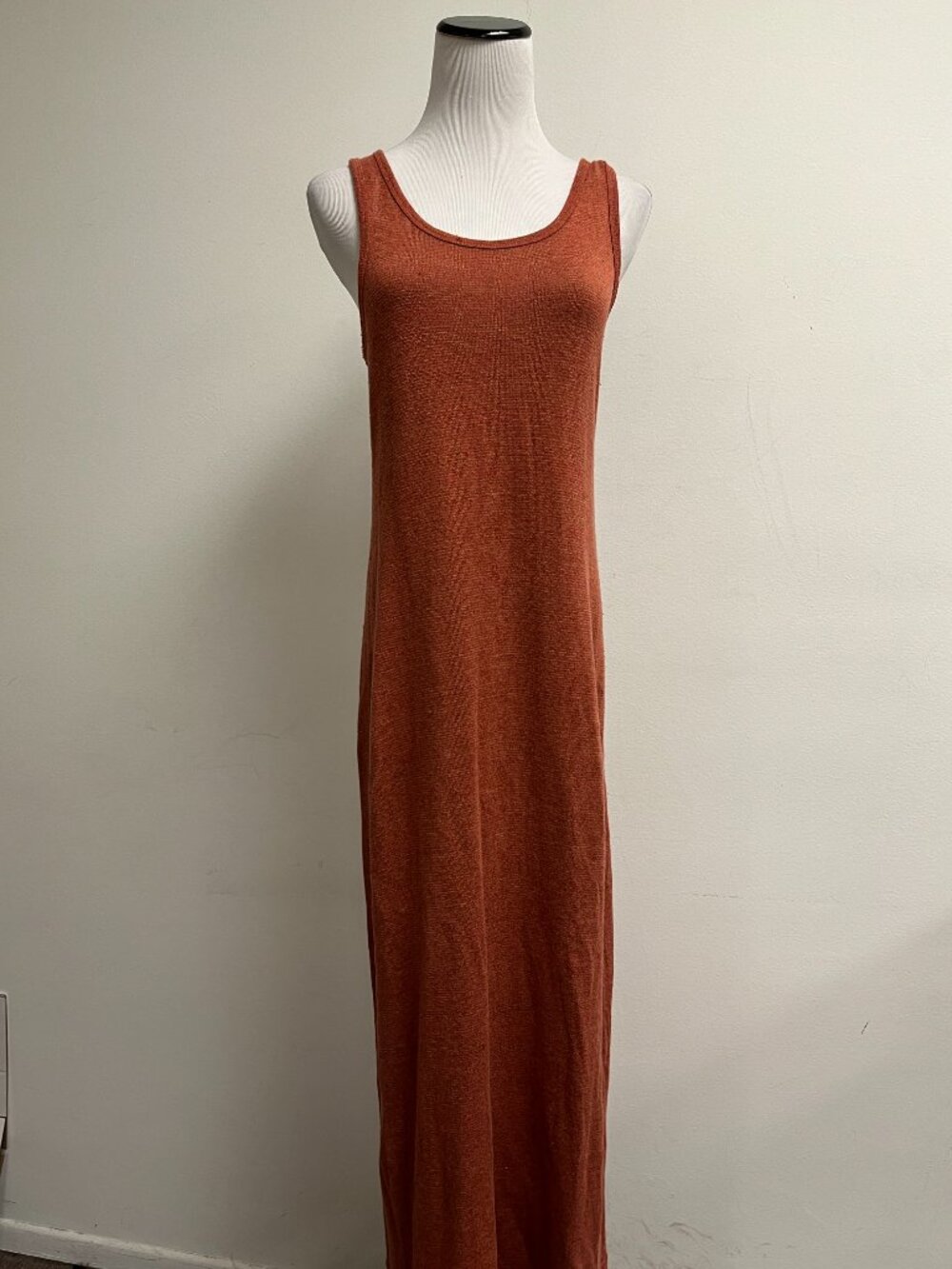 Gap linen maxi dress orange fine stripe sleeveless S vintage